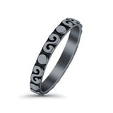 Spirals Ring Oxidized Band Solid 925 Sterling Silver Thumb Ring (2.5mm)