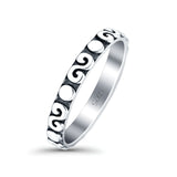 Spirals Ring Oxidized Band Solid 925 Sterling Silver Thumb Ring (2.5mm)