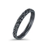 Bali Ring Oxidized Band Solid 925 Sterling Silver Thumb Ring (3mm)