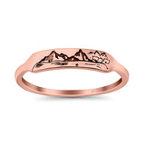 Mountains Ring Oxidized Band Solid 925 Sterling Silver Thumb Ring (4mm)