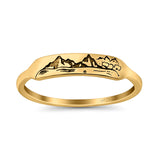 Mountains Ring Oxidized Band Solid 925 Sterling Silver Thumb Ring (4mm)