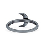 Crescent Moon Ring Oxidized Band Solid 925 Sterling Silver Thumb Ring (9mm)