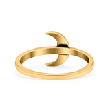 Crescent Moon Ring Oxidized Band Solid 925 Sterling Silver Thumb Ring (9mm)