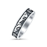 Scenery Ring Oxidized Band Solid 925 Sterling Silver Thumb Ring (5mm)