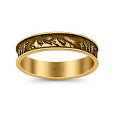 Mountains & Trees Ring Oxidized Band Solid 925 Sterling Silver Thumb Ring (5mm)
