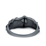 Mushroom Star Ring Oxidized Band Solid 925 Sterling Silver Thumb Ring (12mm)