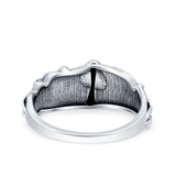 Mushroom Star Ring Oxidized Band Solid 925 Sterling Silver Thumb Ring (12mm)