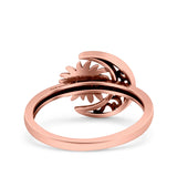 Crescent Moon & Star Oxidized Band Solid 925 Sterling Silver Thumb Ring (11mm)