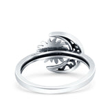 Crescent Moon & Star Oxidized Band Solid 925 Sterling Silver Thumb Ring (11mm)
