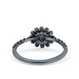 Sunflower Ring Oxidized Band Solid 925 Sterling Silver Thumb Ring (9mm)