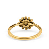 Sunflower Ring Oxidized Band Solid 925 Sterling Silver Thumb Ring (9mm)