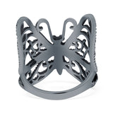 Butterfly Ring Filigree Oxidized Solid 925 Sterling Silver