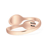 Spoon & Fork Ring Oxidized Thumb Band 925 Sterling Silver