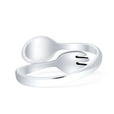 Spoon & Fork Ring Oxidized Thumb Band 925 Sterling Silver