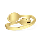 Spoon & Fork Ring Oxidized Thumb Band 925 Sterling Silver