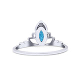 Marquise Petite Dainty Thumb Ring Oxidized Lab Created Opal Statement Fashion Ring 925 Sterling Silver