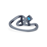 Celtic Petite Dainty Thumb Ring Round Statement Fashion Ring 925 Sterling Silver