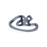 Celtic Petite Dainty Thumb Ring Round Statement Fashion Ring 925 Sterling Silver