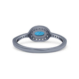 Halo Oval Petite Dainty Thumb Ring Round Simulated CZ Statement Fashion Ring Solid 925 Sterling Silver