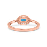 Halo Oval Petite Dainty Thumb Ring Round Simulated CZ Statement Fashion Ring Solid 925 Sterling Silver