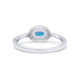 Halo Oval Petite Dainty Thumb Ring Round Simulated CZ Statement Fashion Ring Solid 925 Sterling Silver