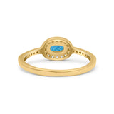 Halo Oval Petite Dainty Thumb Ring Round Simulated CZ Statement Fashion Ring Solid 925 Sterling Silver