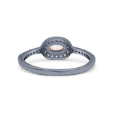 Halo Oval Petite Dainty Thumb Ring Round Simulated CZ Statement Fashion Ring Solid 925 Sterling Silver