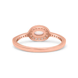 Halo Oval Petite Dainty Thumb Ring Round Simulated CZ Statement Fashion Ring Solid 925 Sterling Silver