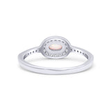 Halo Oval Petite Dainty Thumb Ring Round Simulated CZ Statement Fashion Ring Solid 925 Sterling Silver