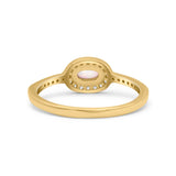 Halo Oval Petite Dainty Thumb Ring Round Simulated CZ Statement Fashion Ring Solid 925 Sterling Silver