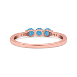 Petite Dainty Three Stone Thumb Ring Round Statement Fashion Ring Solid 925 Sterling Silver