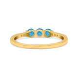 Petite Dainty Three Stone Thumb Ring Round Statement Fashion Ring Solid 925 Sterling Silver