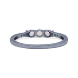 Petite Dainty Three Stone Thumb Ring Round Statement Fashion Ring Solid 925 Sterling Silver