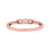 Petite Dainty Three Stone Thumb Ring Round Statement Fashion Ring Solid 925 Sterling Silver