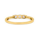 Petite Dainty Three Stone Thumb Ring Round Statement Fashion Ring Solid 925 Sterling Silver