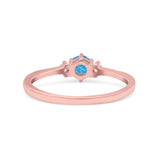 Three Stone Created Opal Petite Dainty Thumb Ring Round Statement Fashion Ring Solid 925 Sterling Silver