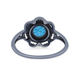 Flower Thumb Ring Round Statement Fashion Oxidized Band Solid 925 Sterling Silver