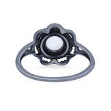 Flower Thumb Ring Round Statement Fashion Oxidized Band Solid 925 Sterling Silver