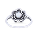 Flower Thumb Ring Round Statement Fashion Oxidized Band Solid 925 Sterling Silver