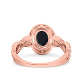 Halo Infinity Shank Ring Oval Simulated Cubic Zirconia 925 Sterling Silver