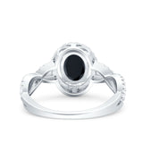 Halo Infinity Shank Ring Oval Simulated Cubic Zirconia 925 Sterling Silver