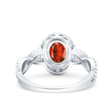 Halo Infinity Shank Ring Oval Simulated Cubic Zirconia 925 Sterling Silver