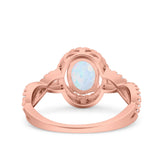 Halo Infinity Shank Ring Oval Simulated Cubic Zirconia 925 Sterling Silver