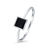 Solitaire Fashion Petite Dainty Ring Princess Cut Square 925 Sterling Silver