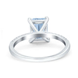 Emerald Cut Art Deco Wedding Ring Simulated Cubic Zirconia 925 Sterling Silver