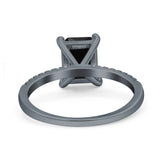 Emerald Cut Art Deco Wedding Ring Simulated Cubic Zirconia 925 Sterling Silver