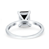 Emerald Cut Art Deco Wedding Ring Simulated Cubic Zirconia 925 Sterling Silver