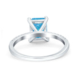 Emerald Cut Art Deco Wedding Ring Simulated Cubic Zirconia 925 Sterling Silver