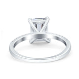 Emerald Cut Art Deco Wedding Ring Simulated Cubic Zirconia 925 Sterling Silver