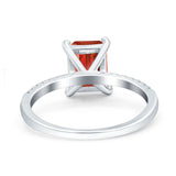 Emerald Cut Art Deco Wedding Ring Simulated Cubic Zirconia 925 Sterling Silver